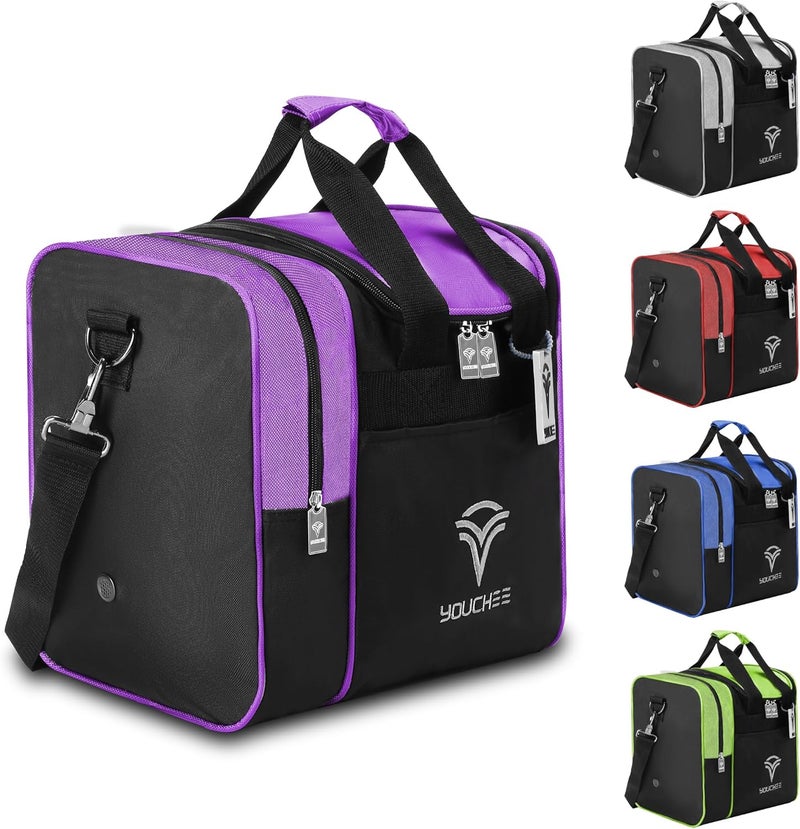 Yoochee Single Ball Bowling Tote Bag with Padded Ball Holder, Fits Bowling Shoes Up to Men’s Size 14, Durable Full-Size Bowling Bag with Accessory Pockets for Practice & League Play - Image 1